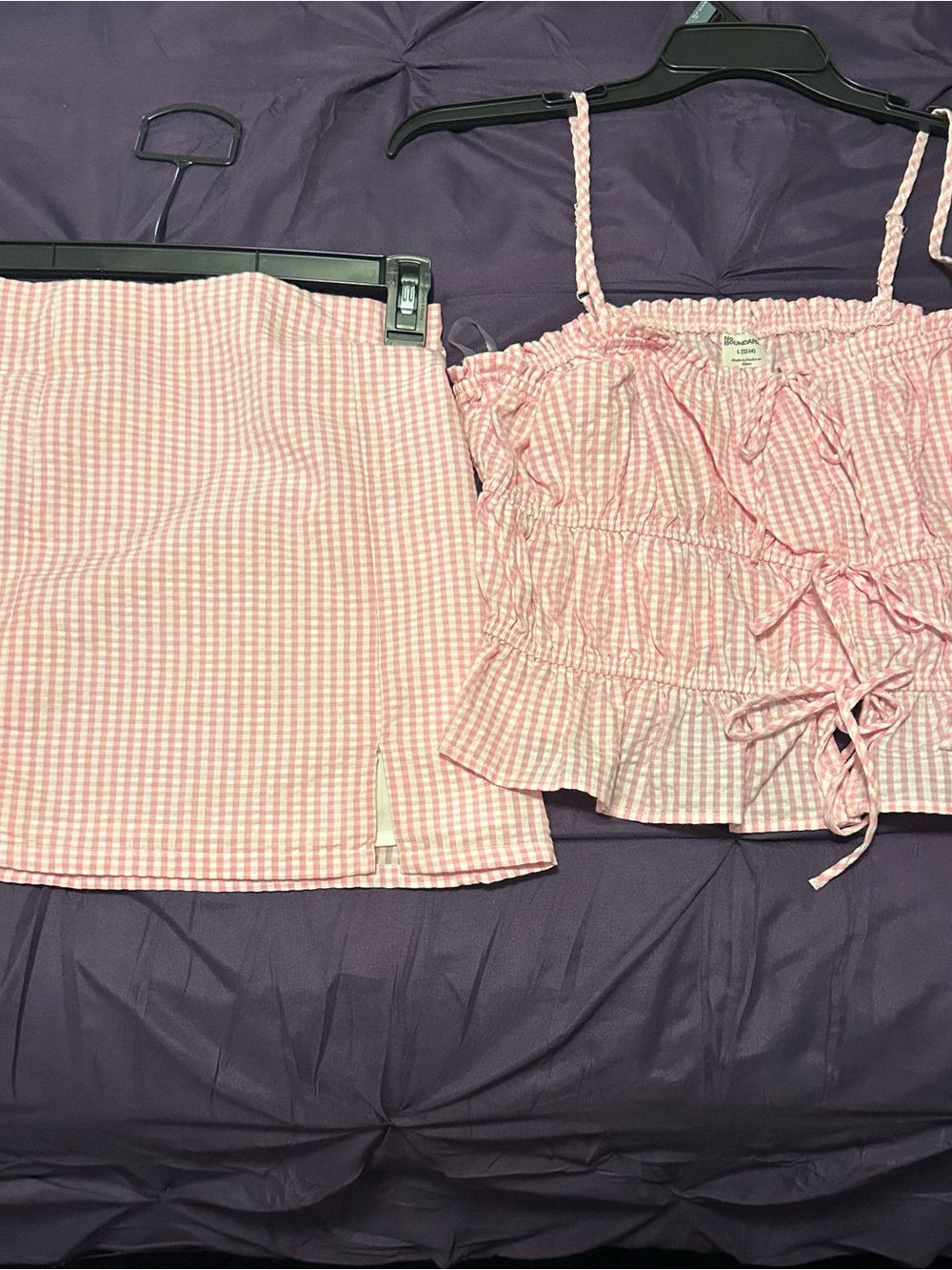 Pink and White Mini Skirt Set - Size 12/14